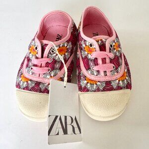ZARA Sneakers | Pink Floral Canvas | EU 24 (US 8) | NWT (new with tags)